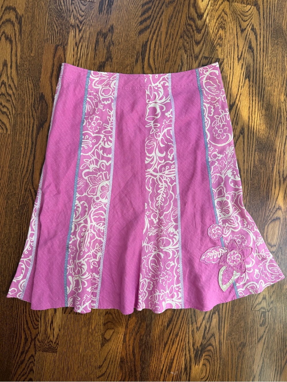 Pink Fairycore Floral Embroidered Girlhoodcore Coquette Panel Skirt
